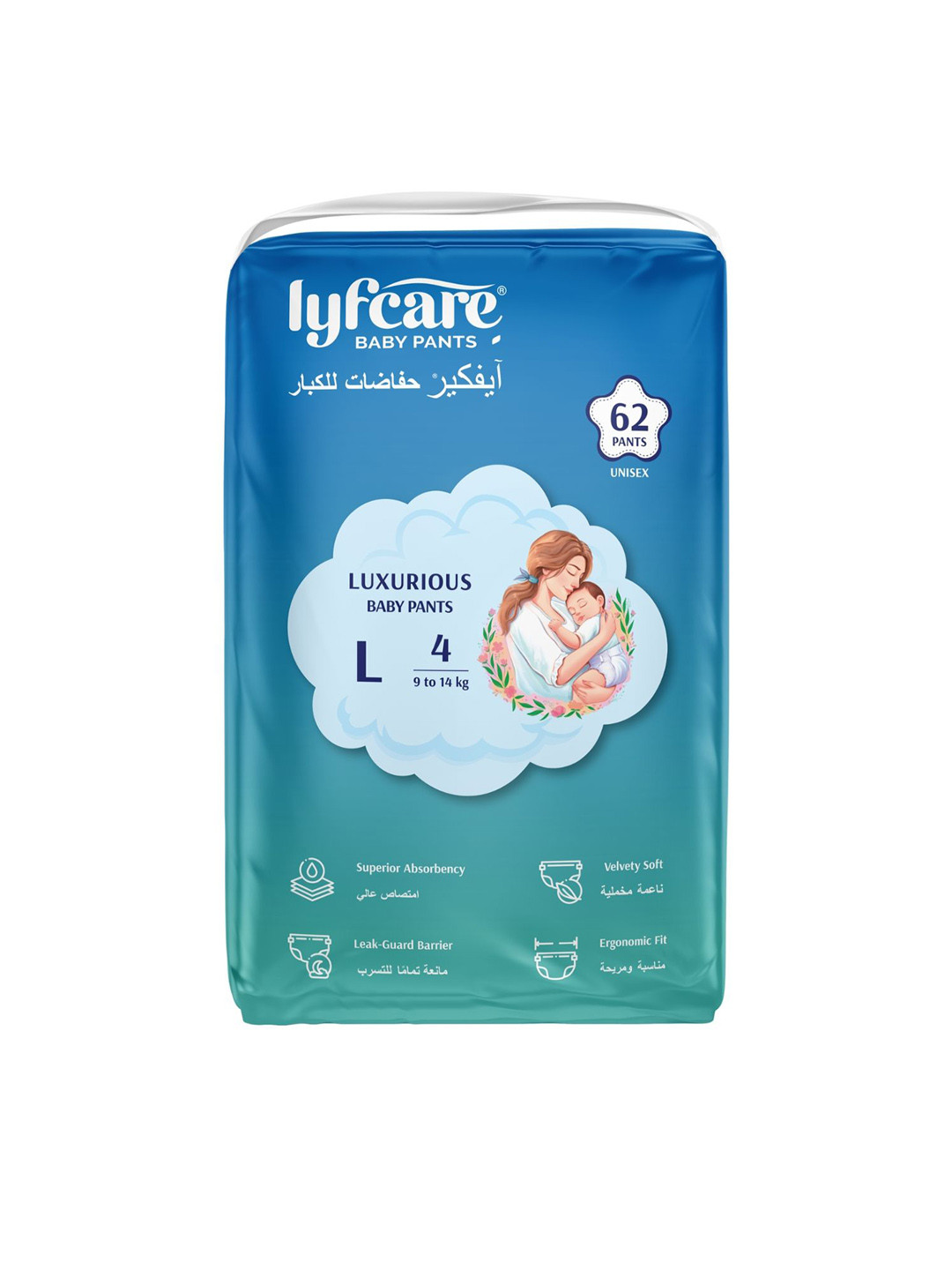 Lyfcare Luxurious Leak Protection Baby Pants - L - 62 Pcs