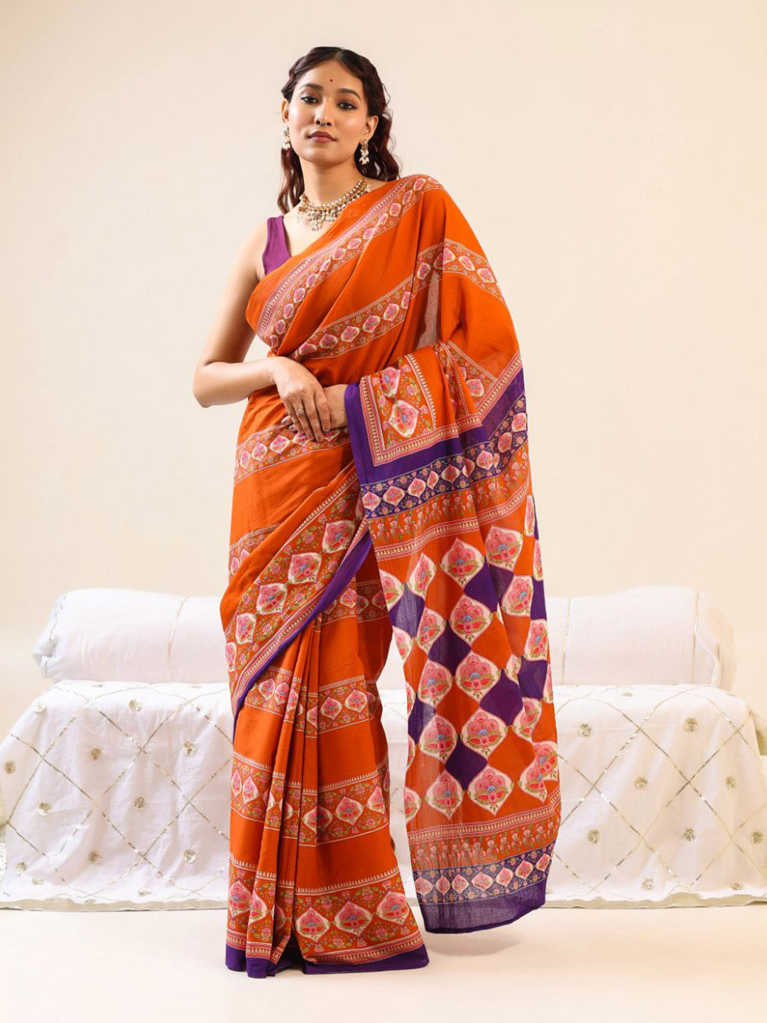 BUTA BUTI Ramfhal Ethnic Motifs Pure Cotton Saree