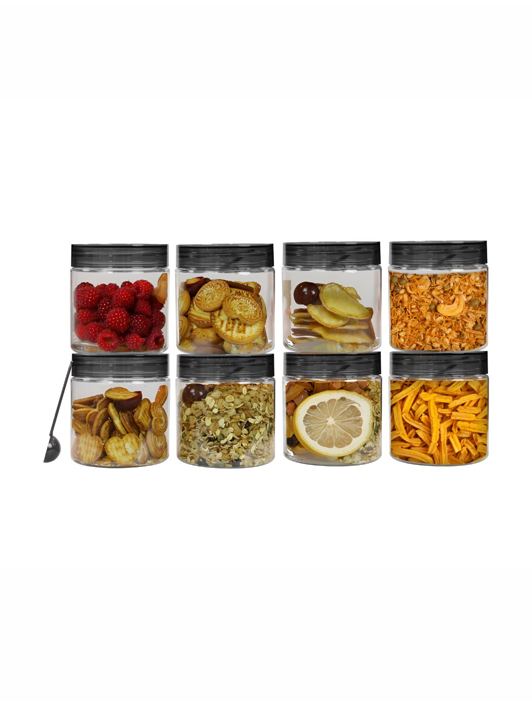 Pearlpet Black 8 Pieces Spoon & Stackable Container-750 ml