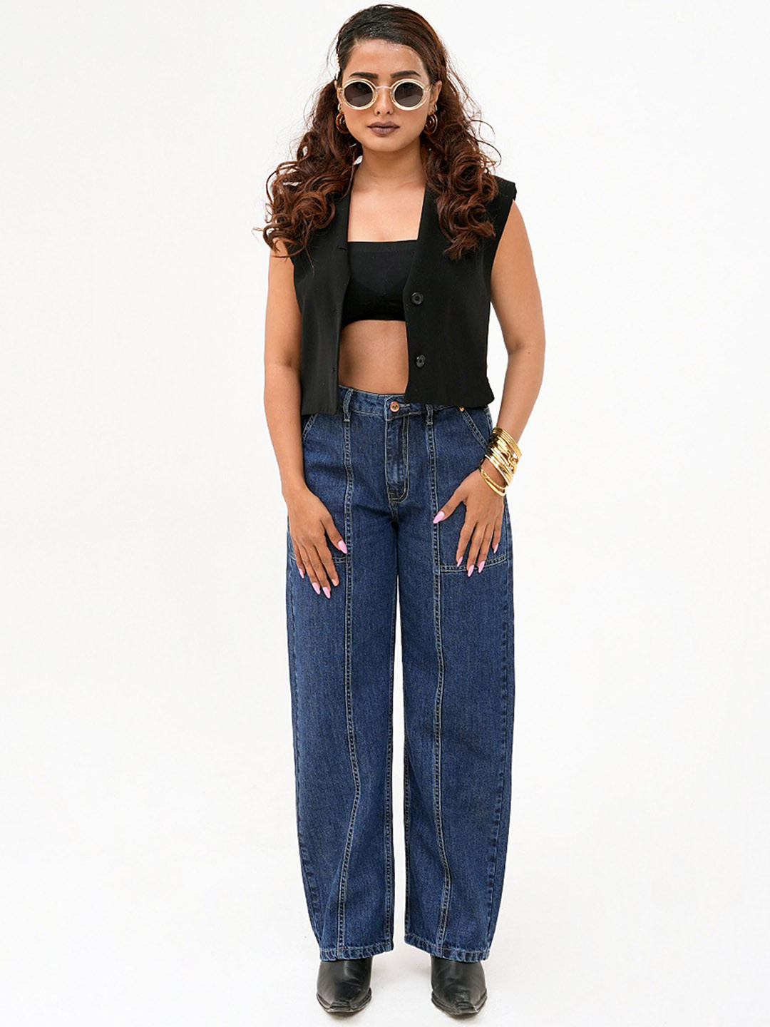 DAYER Women Tapered Fit Front Seam High Rise Jeans