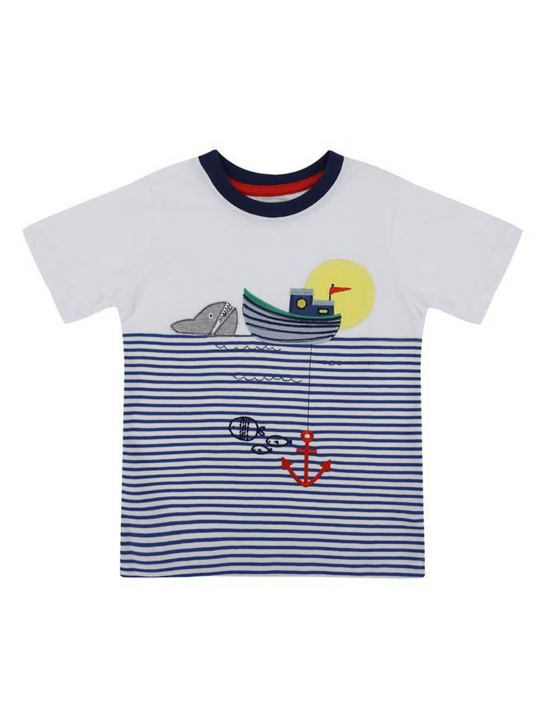 Lilly and Sid Boys Striped Round Neck Cotton T-shirt