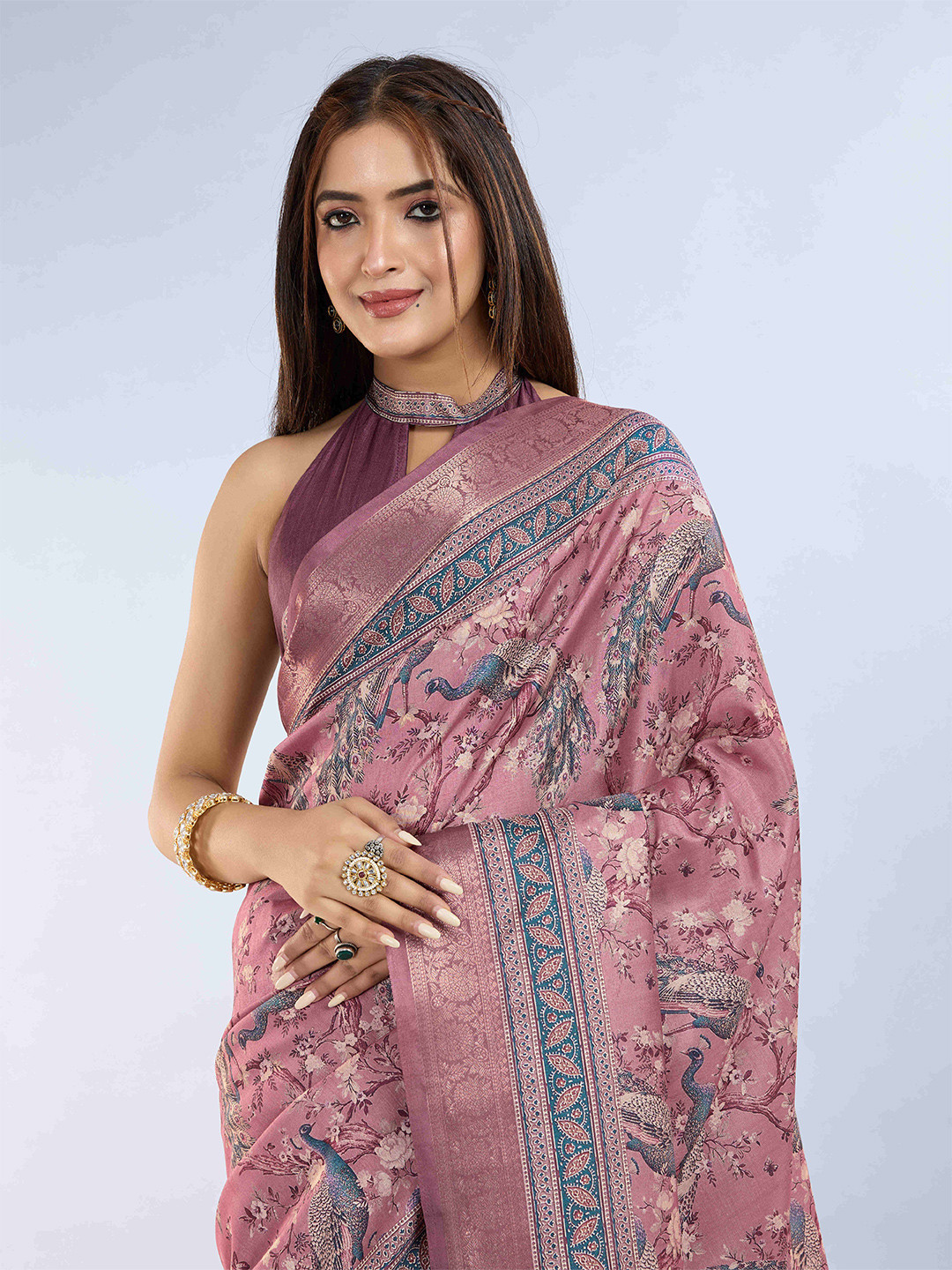 PBS PRINTS  Women Floral Zari Pure Tussar Silk Saree