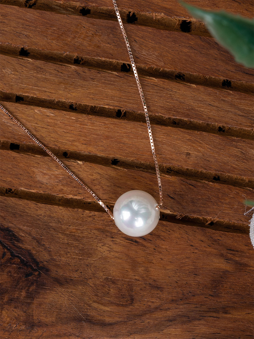 GLYTERS 925 Sterling Silver Rose Gold-Plated Heart of The Ocean Pearls Beaded Chain