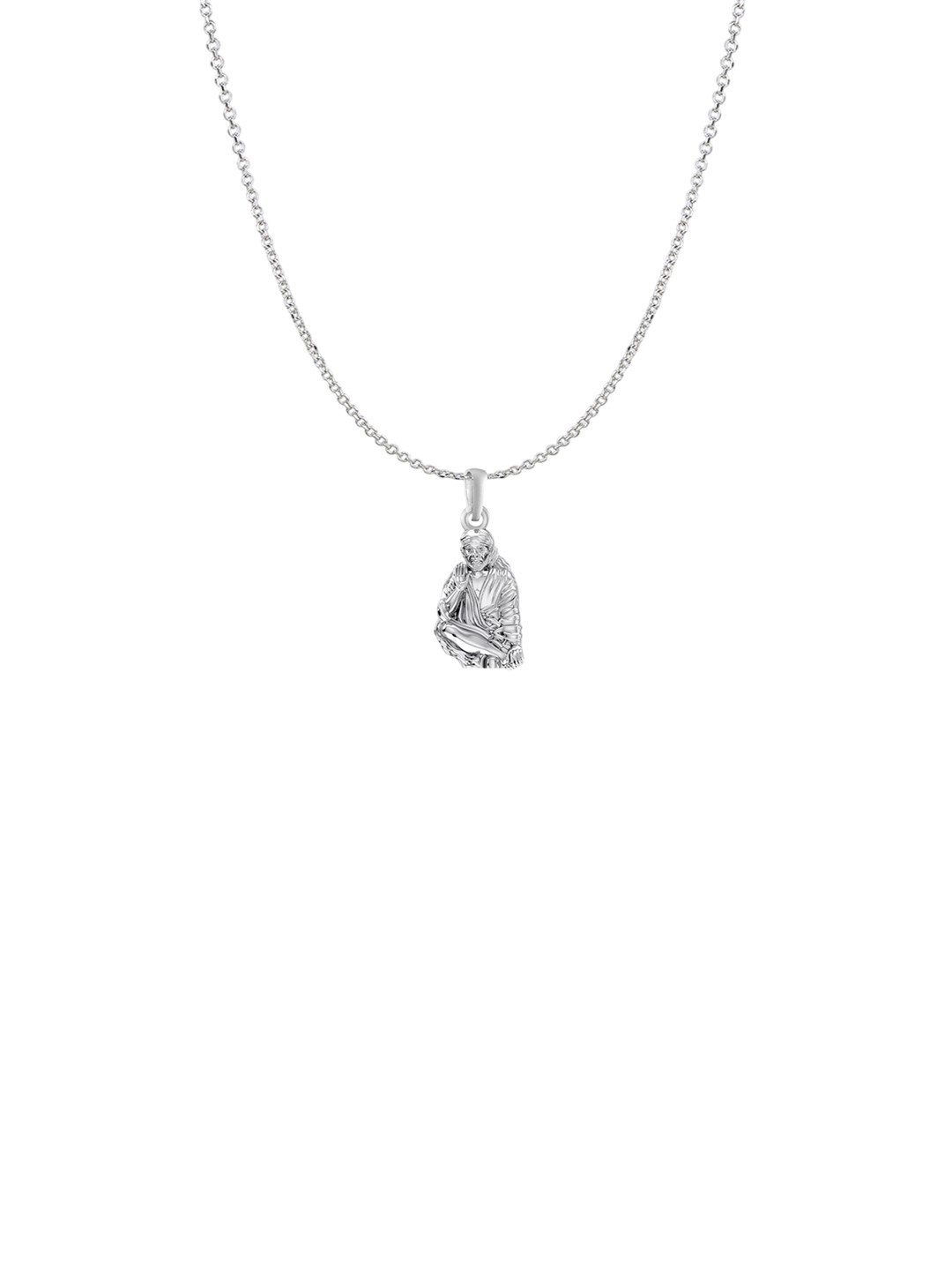 Metronaut 92.5 Sterling Silver Sai Baba Goddess Pendant with Anchor Chain