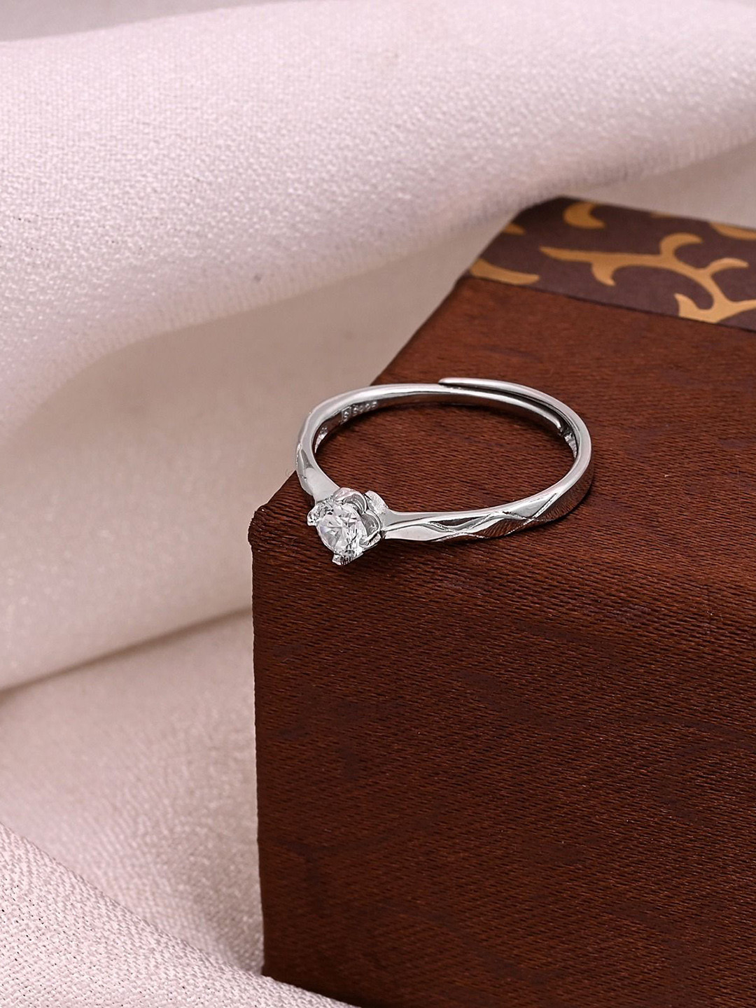 Ovana jewels Rhodium-Plated Cubic Zirconia StuddedFingerRing