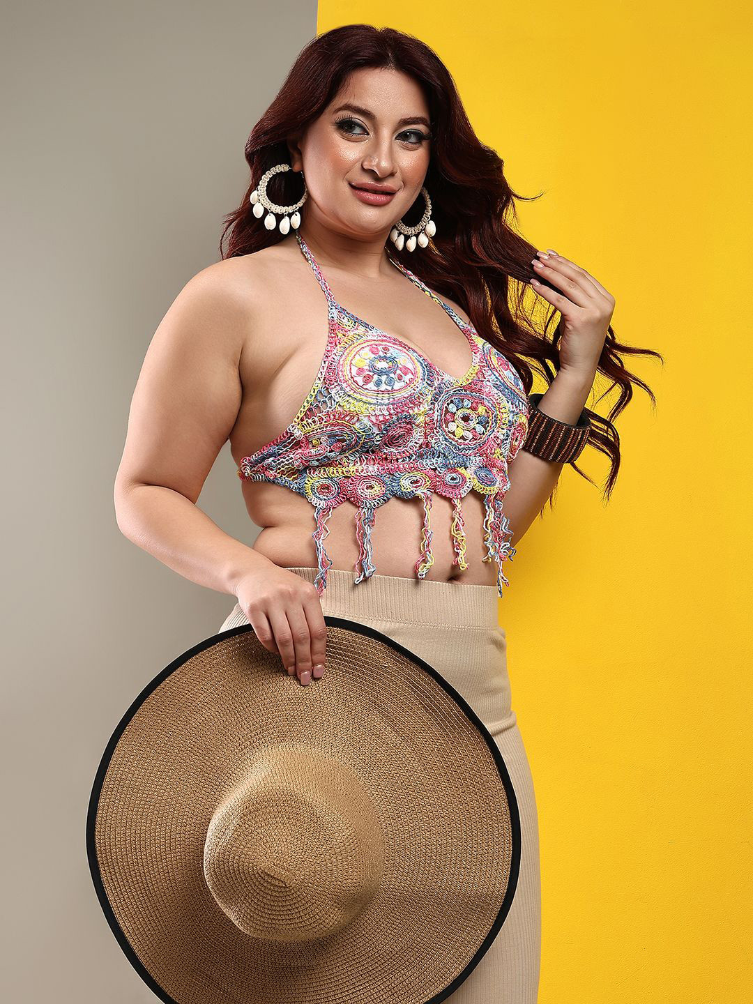 BRACHY Beach Wear Halter Neck Bralette Crochet Crop Top