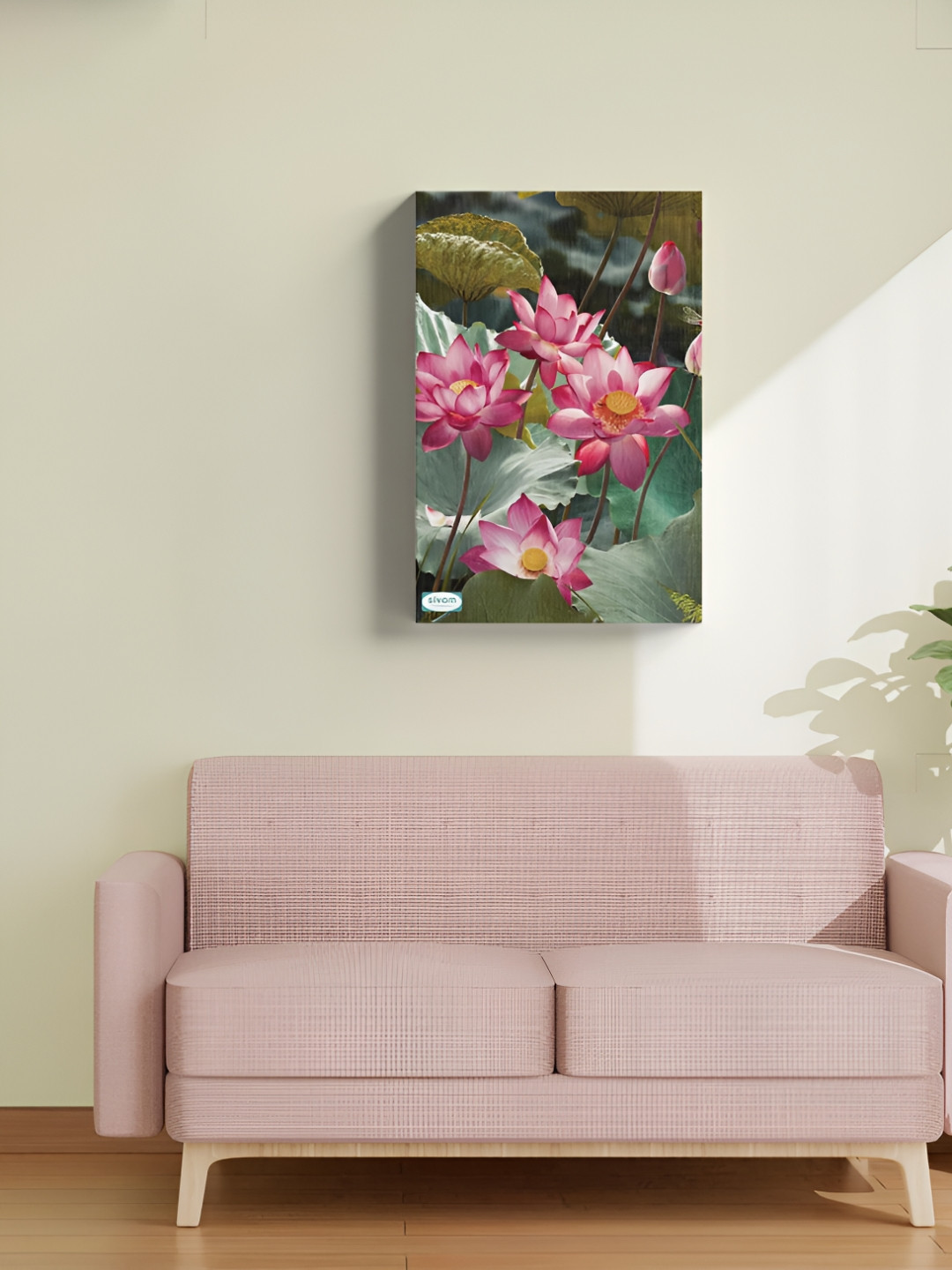 SIVOM Green & Pink Lotus Canvas Wall Art