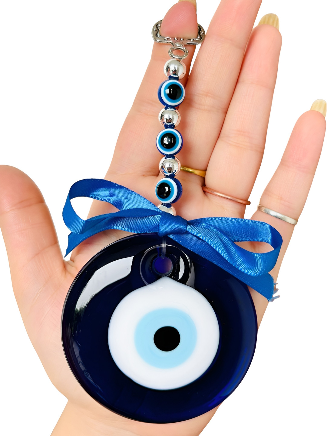 WARMINGO DE Turkish Evil Eye Dcor Glass Glossy Hall Wall Hangings-7.1In