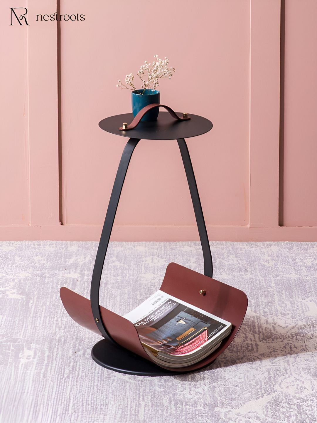 nestroots Black & Brown Sculptural Side Stacker Side Coffee Table