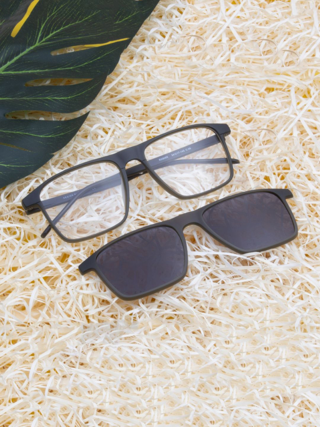 Ted Smith Unisex Green Square Clip On Frames Clip On Sunglasses With Polarized Lens