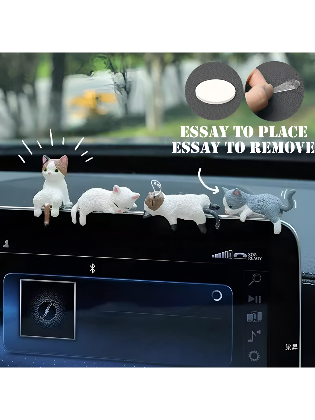 Spiaty Sleeping Mini Cat White Polyresin Natural Living Room Set of 4 Medium Showpieces - 3 Inches