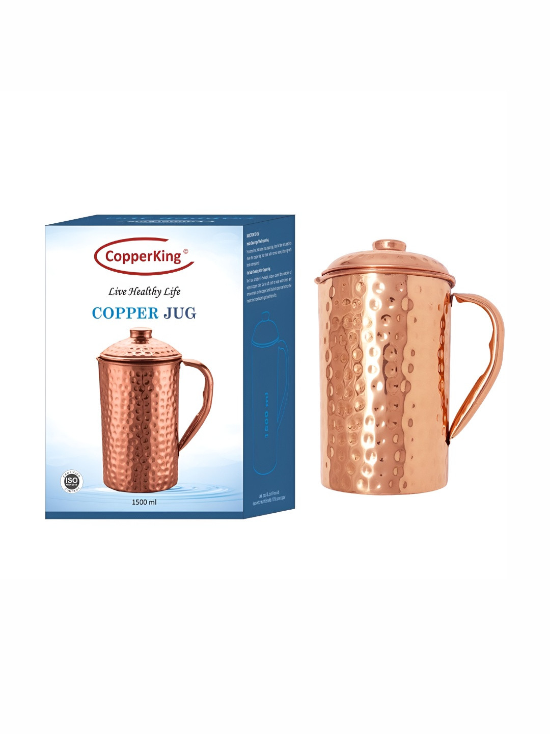 CopperKing Easy To Clean Ayurvedic Health Benefits Pure Copper Water Jugs 1500ml