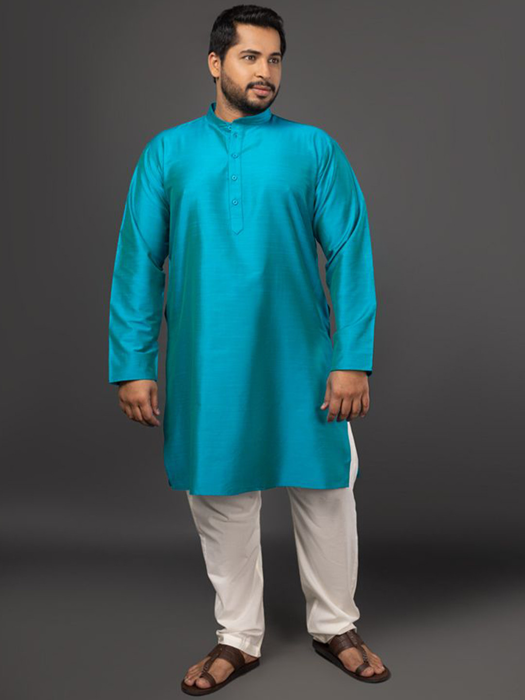 Sizeupp Men Thread Work A-Line Plus Size Kurta