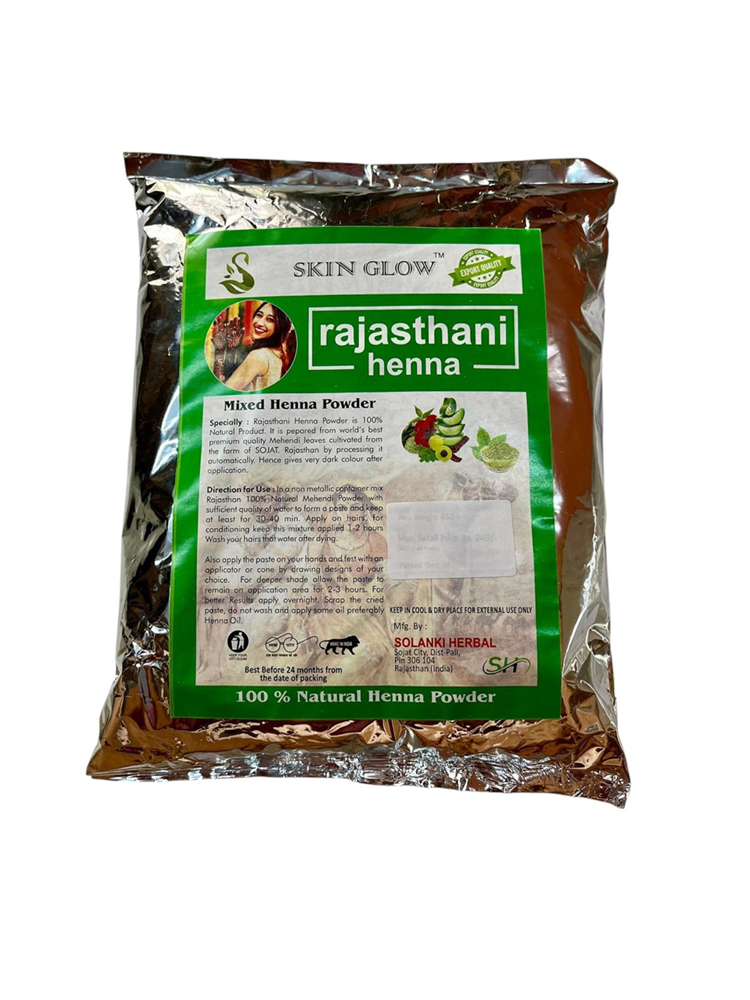 Rajasthani henna Hair Colour Powder For Grey Coverage - 1 Kg