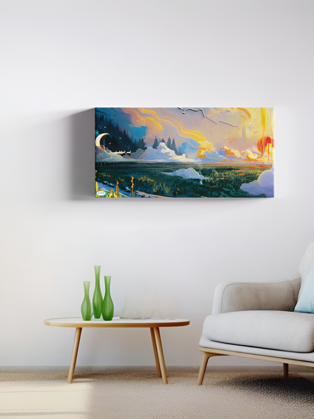 SIVOM Blue & Yellow Sunset Nature Canvas Painting Wall Art