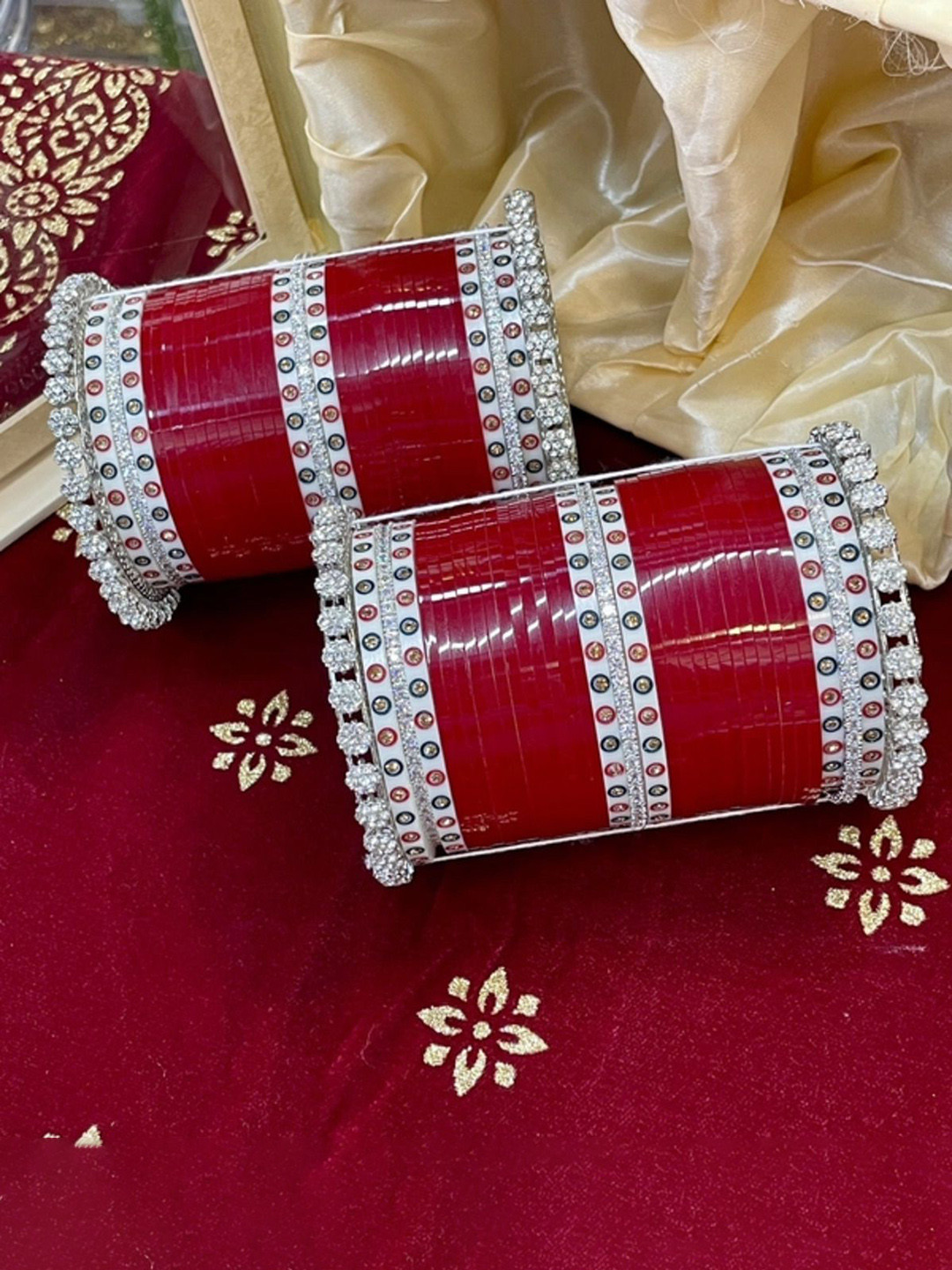 T4 JEWELS Set Of 2 AD Studded Bridal Chuda Bangles