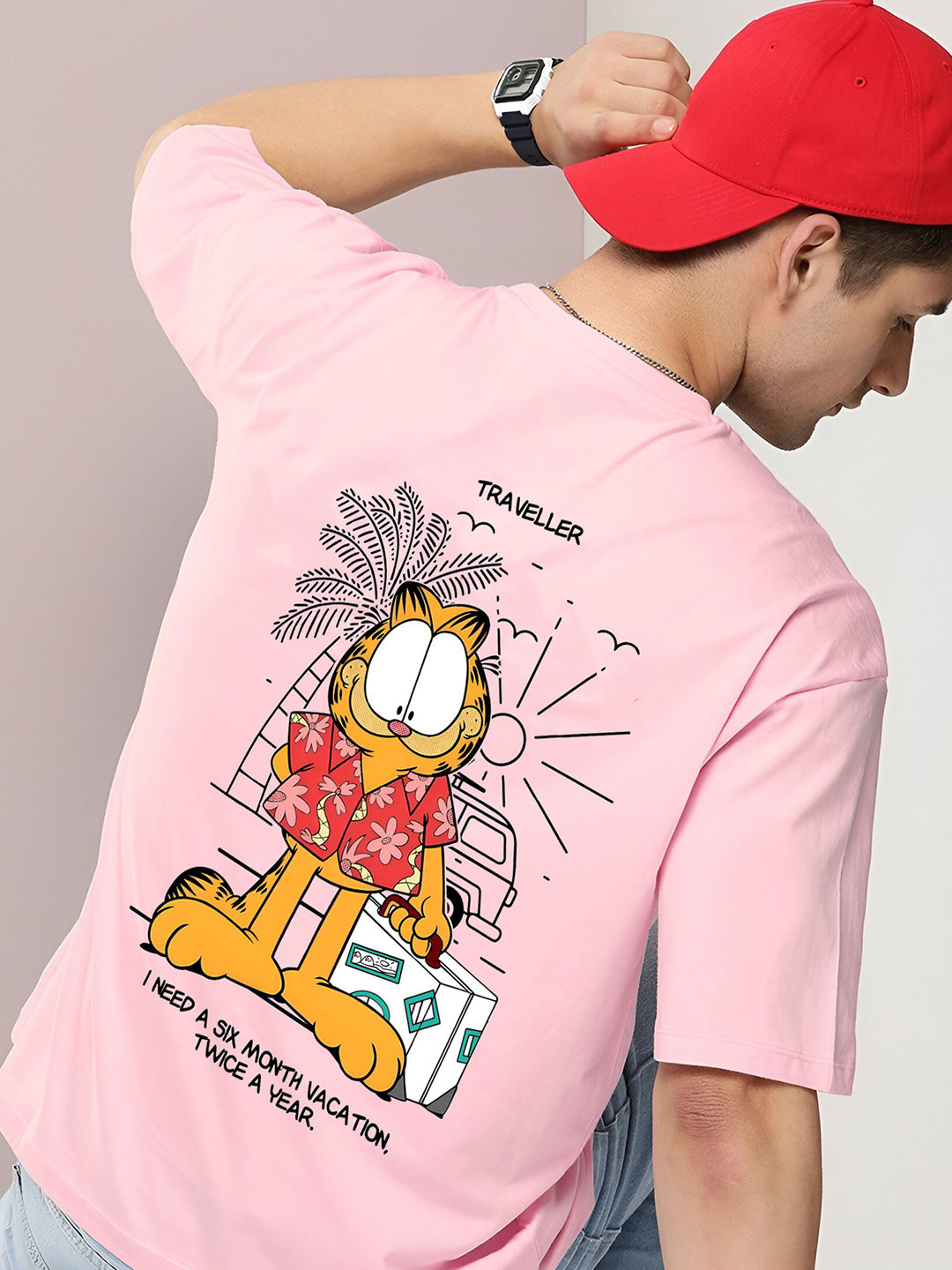 Jack Paris Men Garfield Graphic Printed Cotton T-shirt