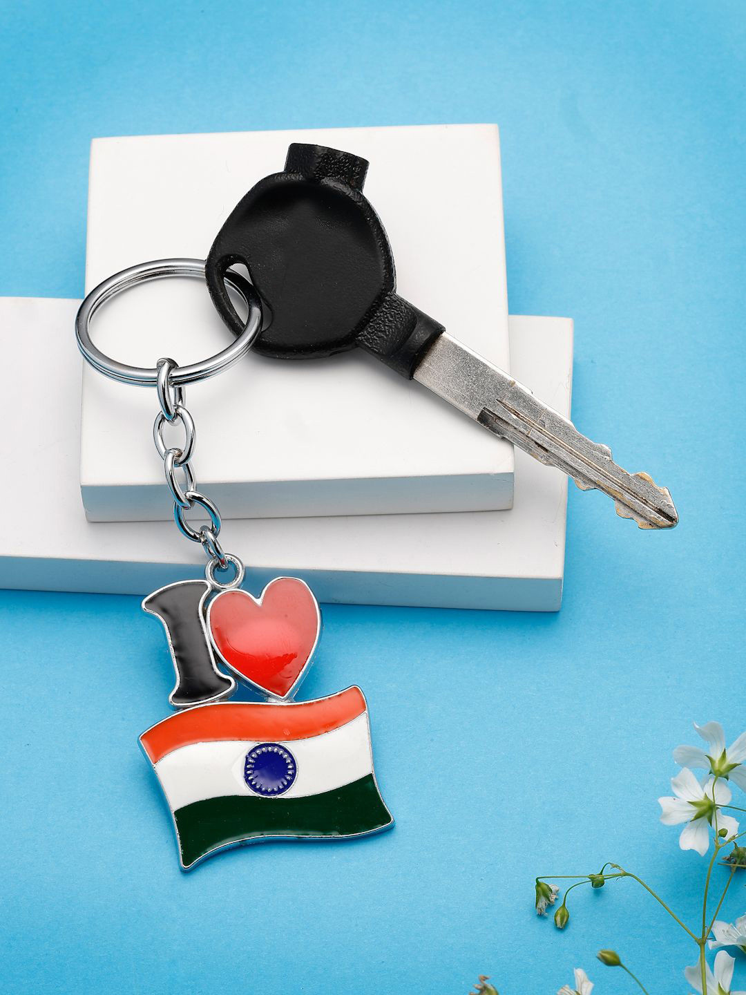 Shine N Sober I Love Flag Keychain