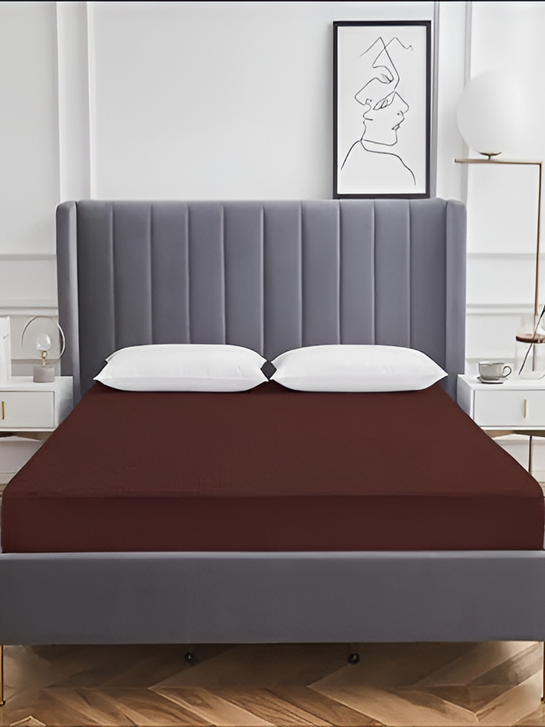 AGS ACTIVE Brown Cotton Water Resistant Mattress Protector