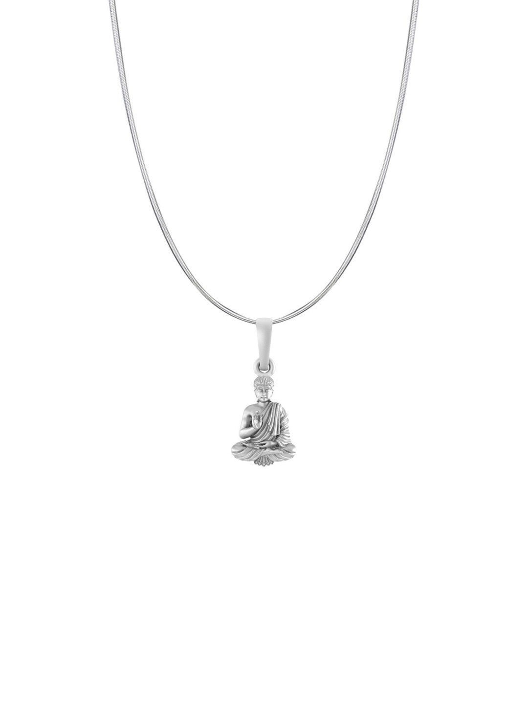 Metronaut Men 925 Sterling Silver Buddha Pendant With Snake Chain