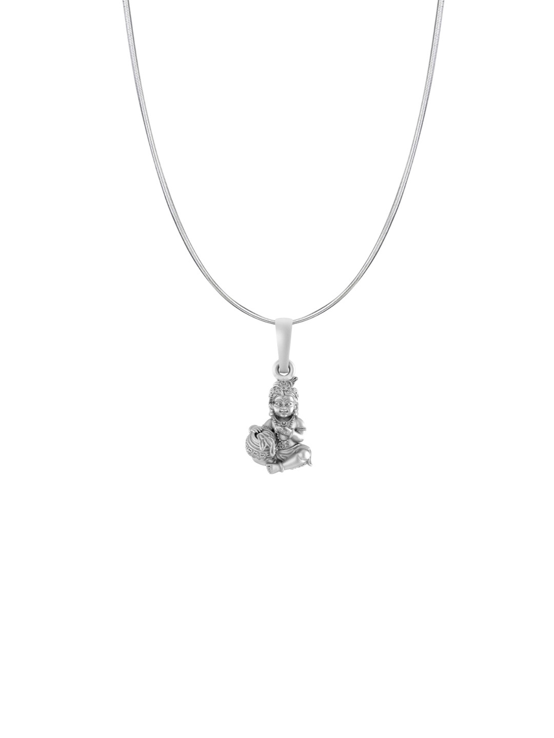 Metronaut Men 925 Sterling Silver Laddu Gopal Pendant With Snake Chain
