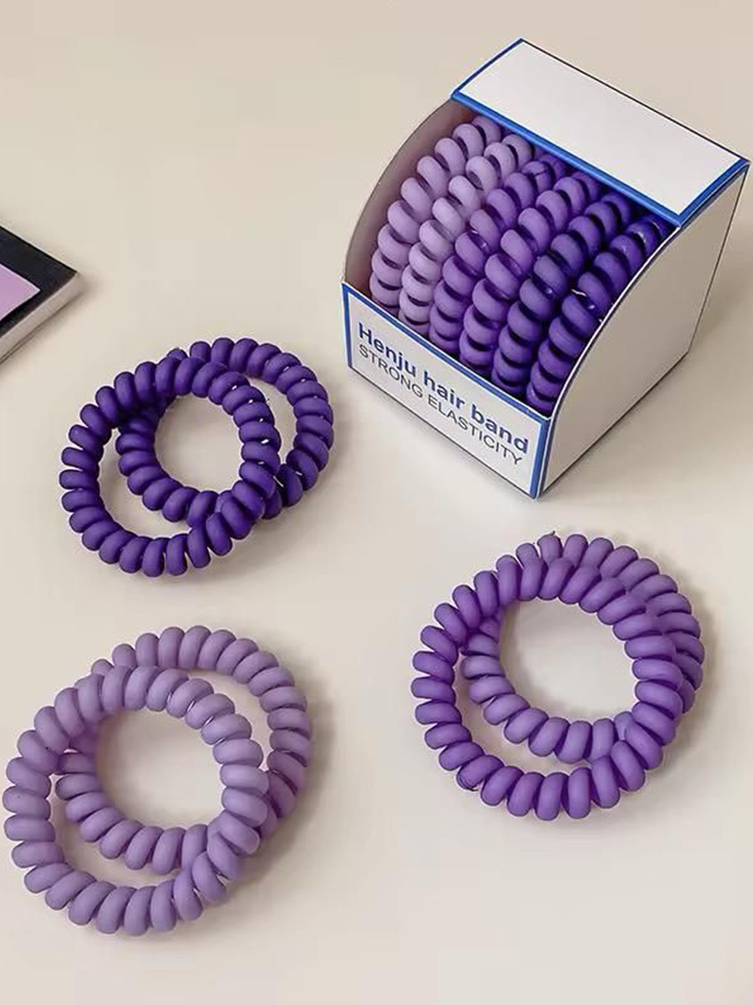 Radhya Accessories Women Purple matte Finish 6 pcs Spiral Hairties