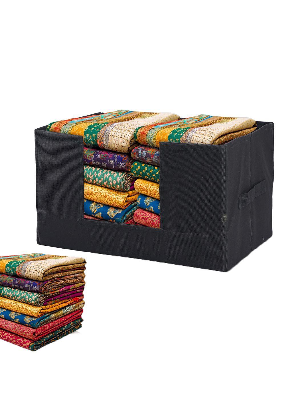 Kuber Industries Black Cloth Drawer Organiser