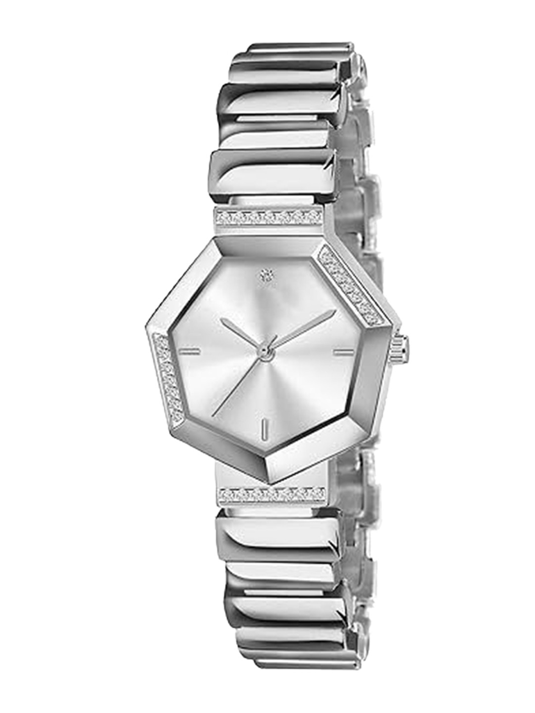 JUST LIKE Women Embellished Dial & Bracelet Style Straps Analogue Watch 169 SILVER