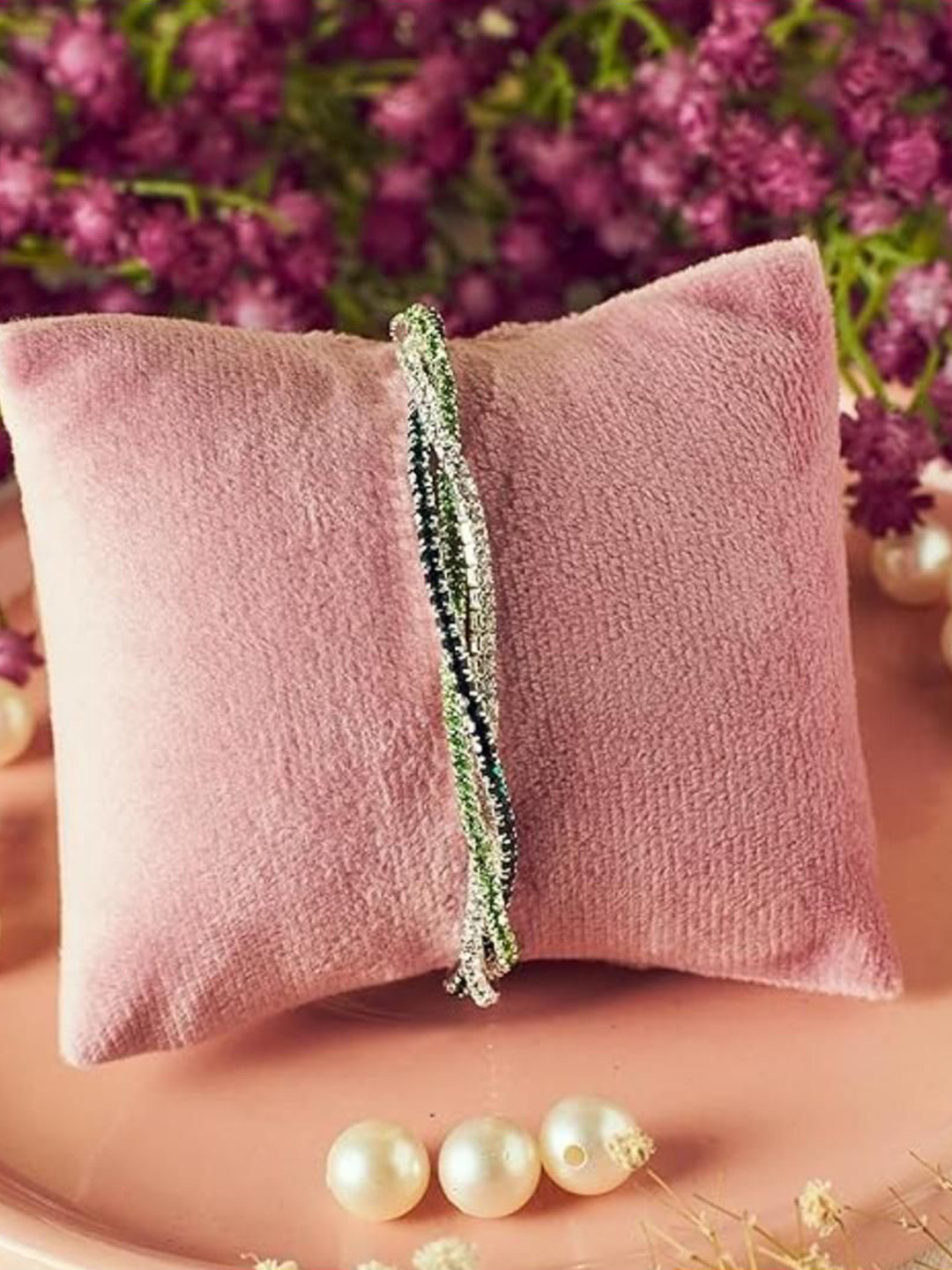 SALTY Ebony Erythra Women Artificial Stones Studded Stretchable Elasticated Bracelet