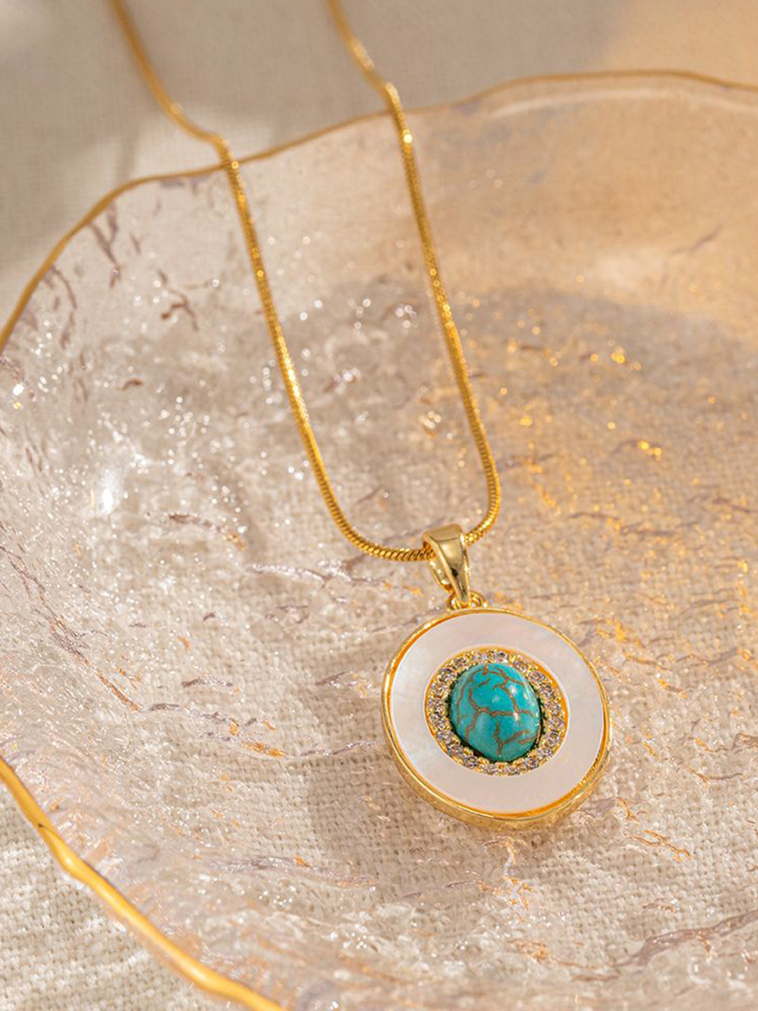 Aiza 18KT Gold Plated Azure Elegance Pendant with chain