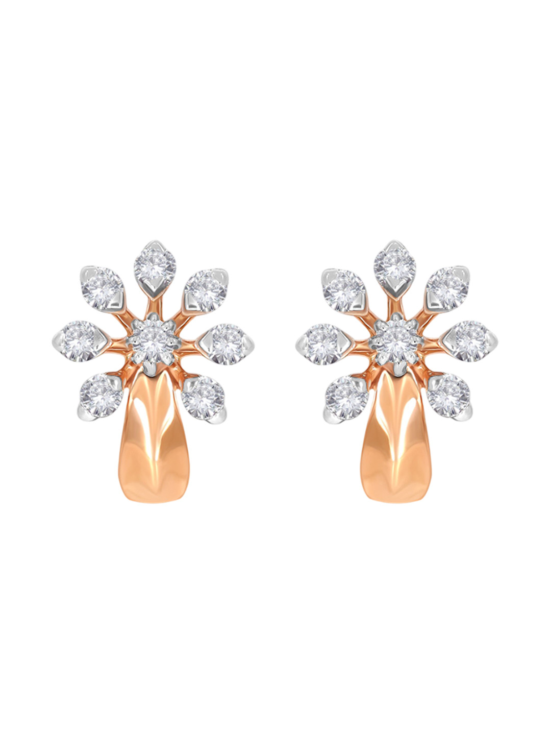 BHIMA 18K BIS Hallmark 750 Purity Crystal Shine Diamond Earring