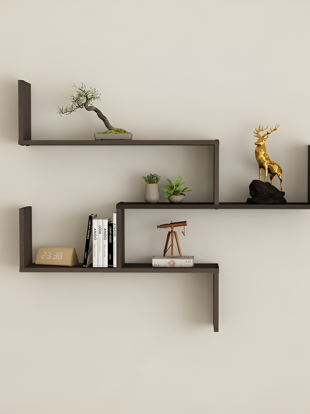 SIVOM Brown Multipurpose Wooden Wall Shelves