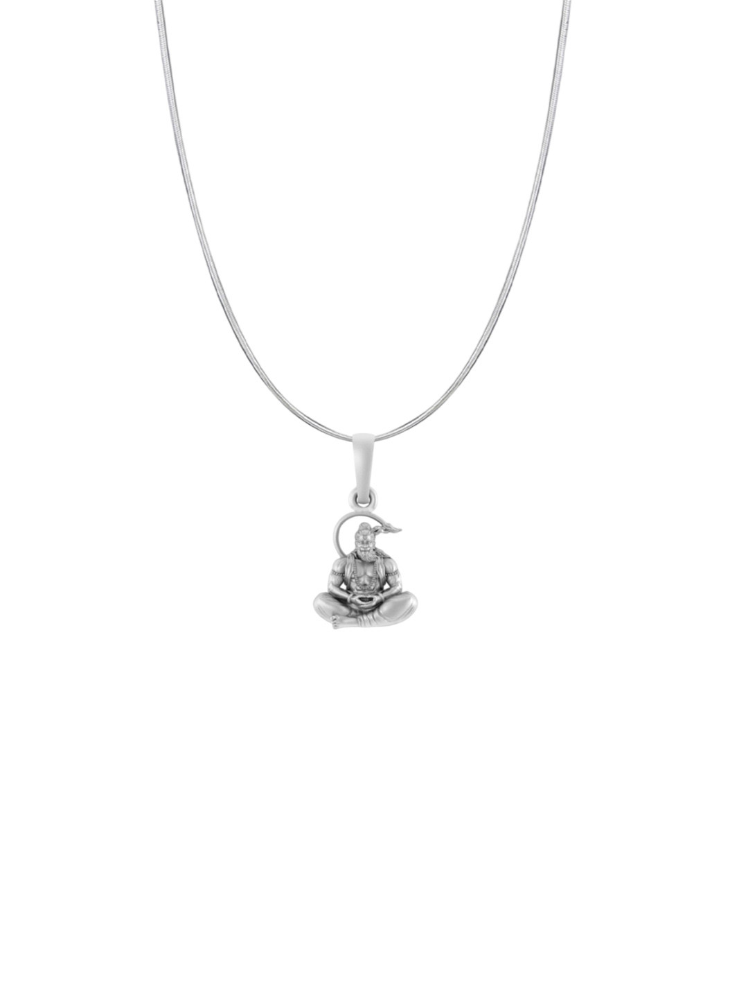 Metronaut Men 925 Sterling Silver Hanuman Pendant With Snake Chain