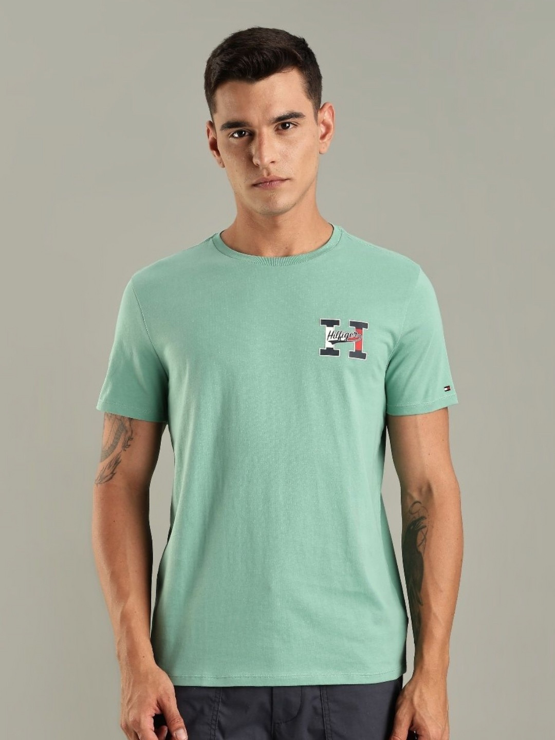 Tommy Hilfiger u.s collection Men Brand Logo Printed Round Neck T-shirt