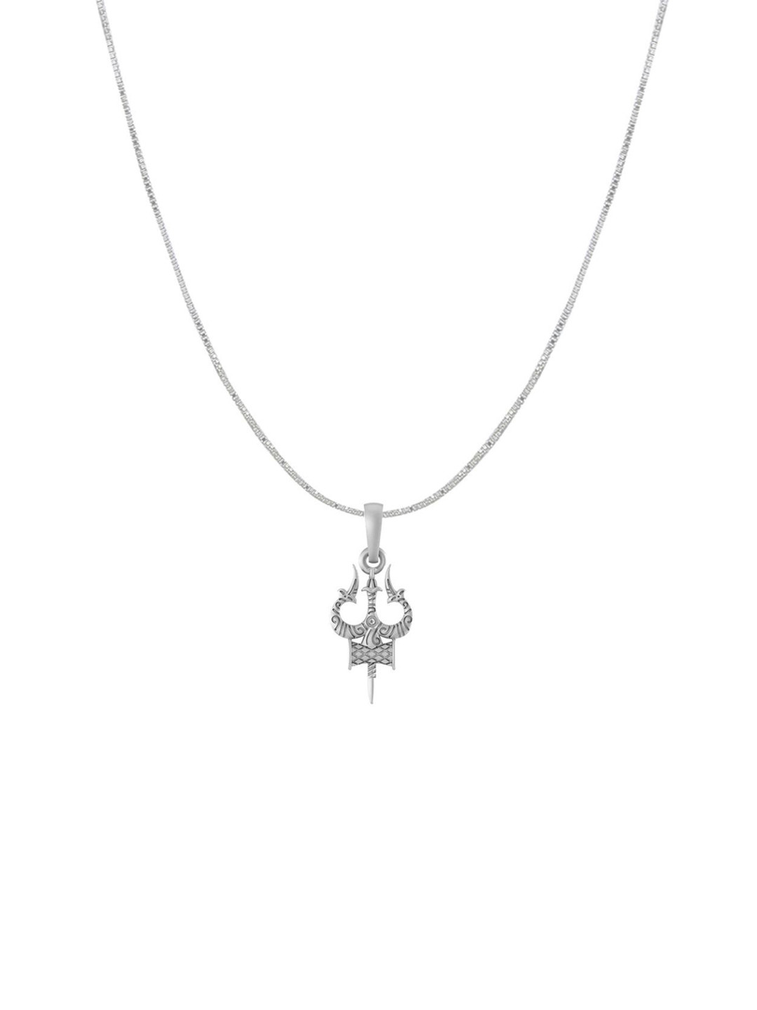 Metronaut 925 Sterling Silver Trishul Pendant With Anchor Chain