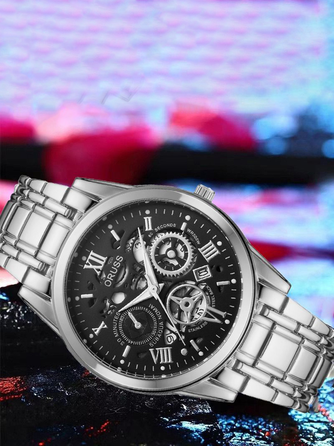 ORUSS Men Dial & Stainless Steel Straps Analogue Watch IHGIJBFDJBED