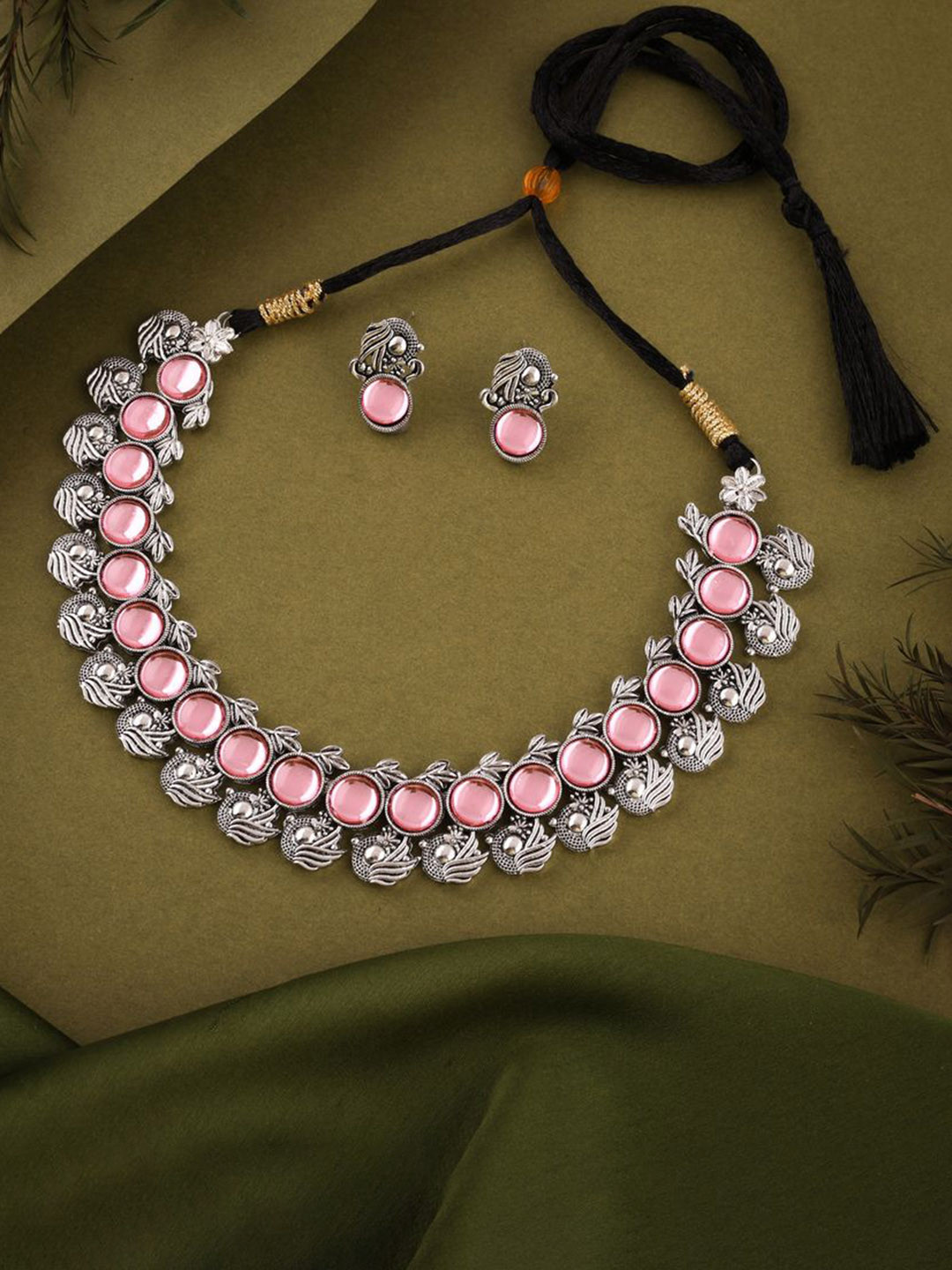 Brado Jewellery Silver-Plated Artificial Beads Jewellery Set