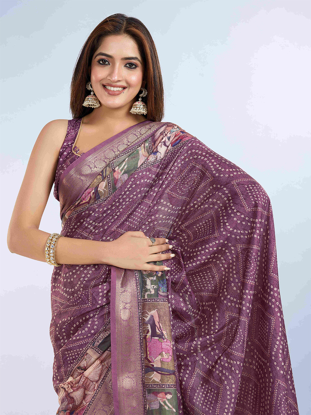 PBS PRINTS Woven Design Printed Zari Banarasi Saree