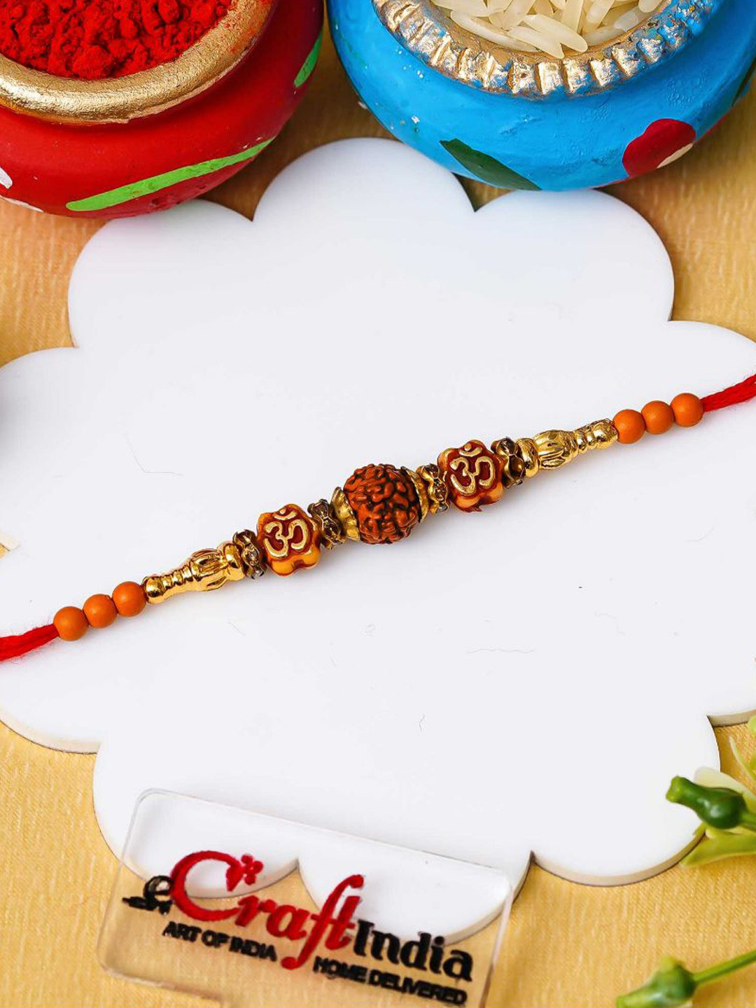 eCraftIndia Om Rudraksha Rakhi For Brother