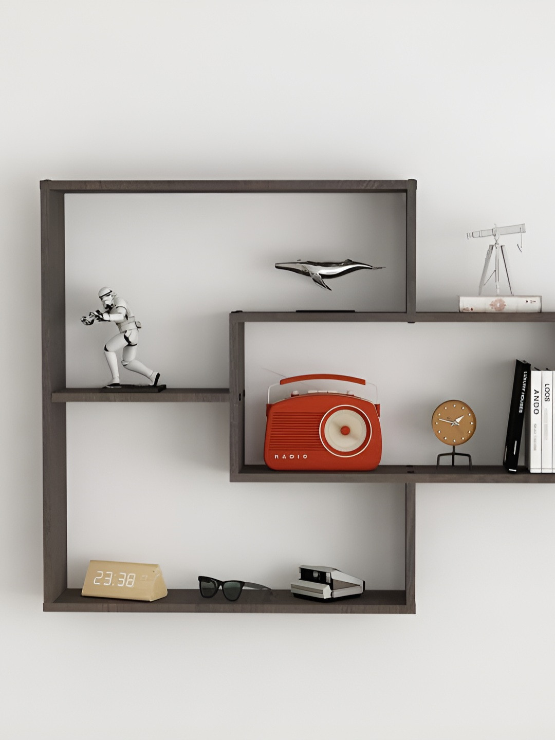 SIVOM Crip Brown Wooden Crip Multipurpose Modular Wall Shelf