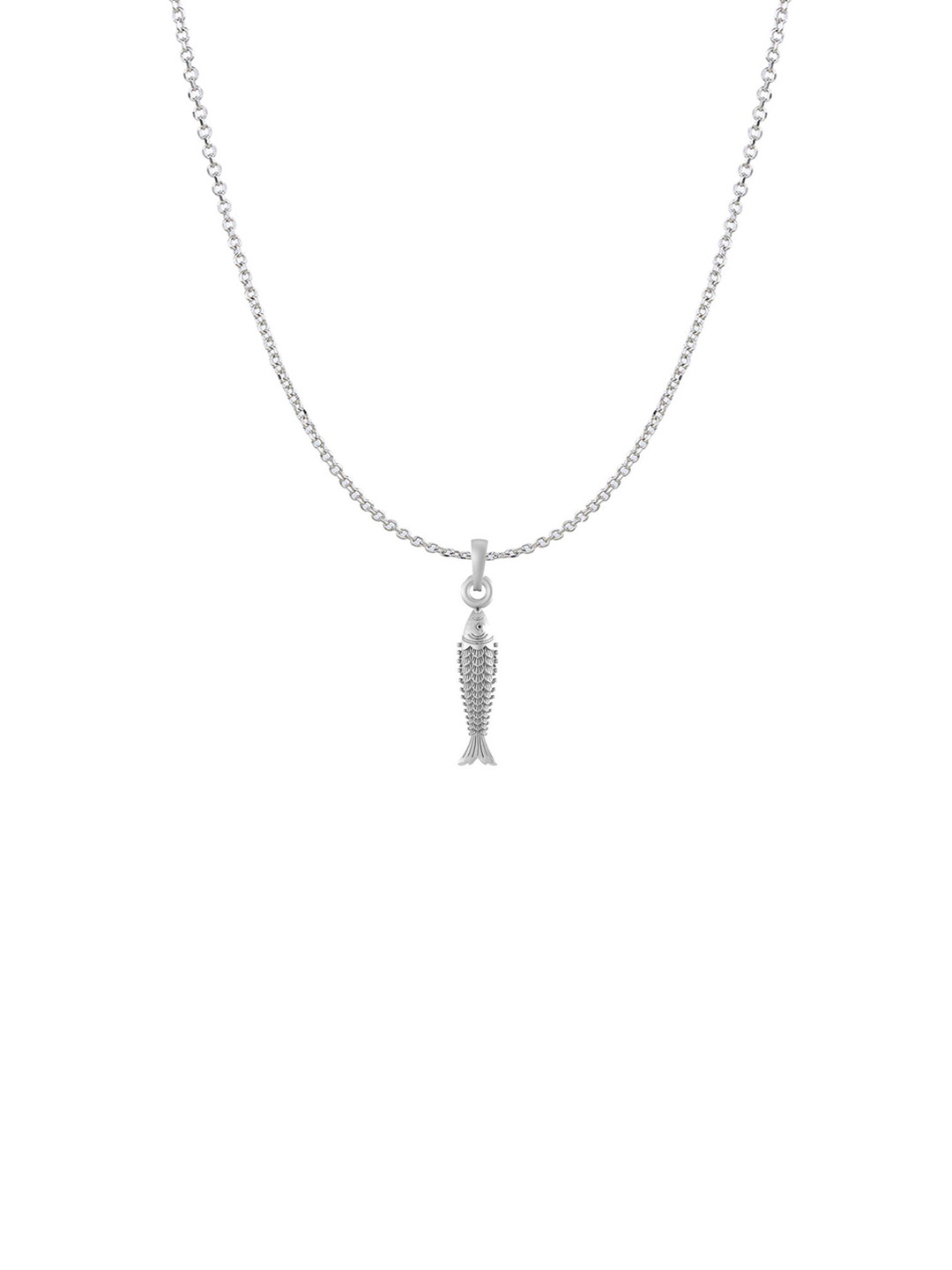 Metronaut 925 Sterling Silver Fish Pendant With Anchor Chain