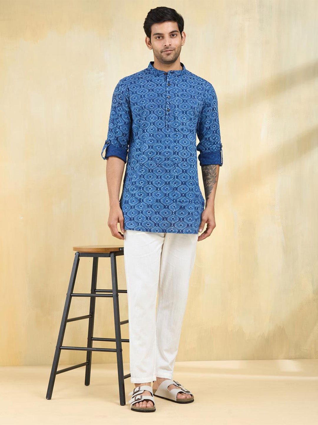 Fabindia Men Ethnic Motifs Printed Thread Work Kurta