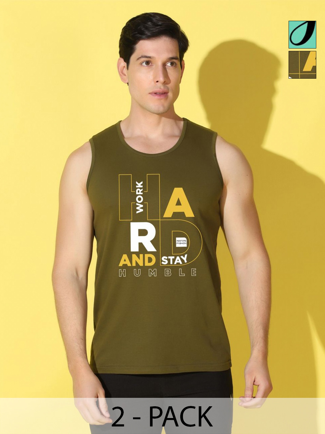 WOOSTRO Men Pack Of 2 Typograph Printed Slim Fit T-shirt