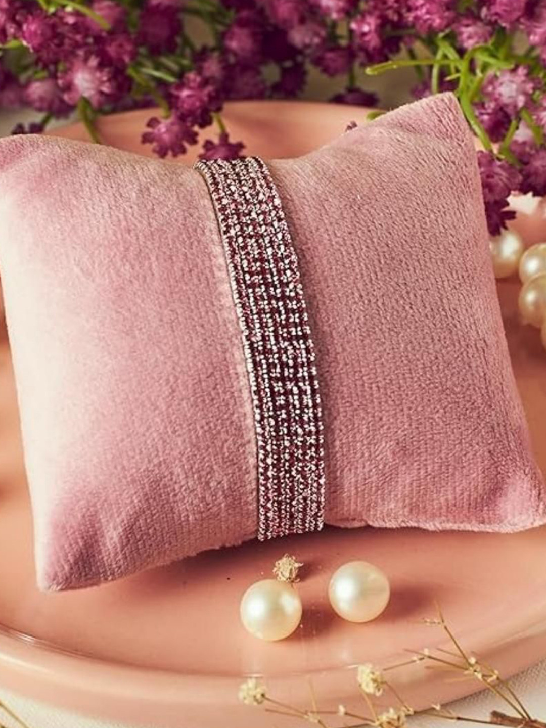 SALTY Women Set of 5 Stone Studded Rich Mulberry Stretchable Elasticated Bracelets