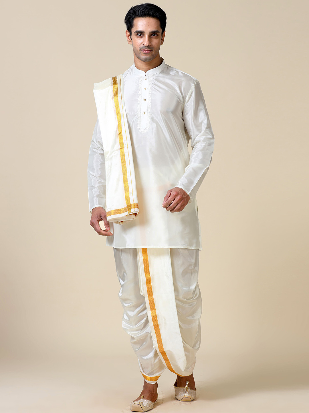 TATTVA Men Embroidered Kurta with Dhoti Pants & With Dupatta