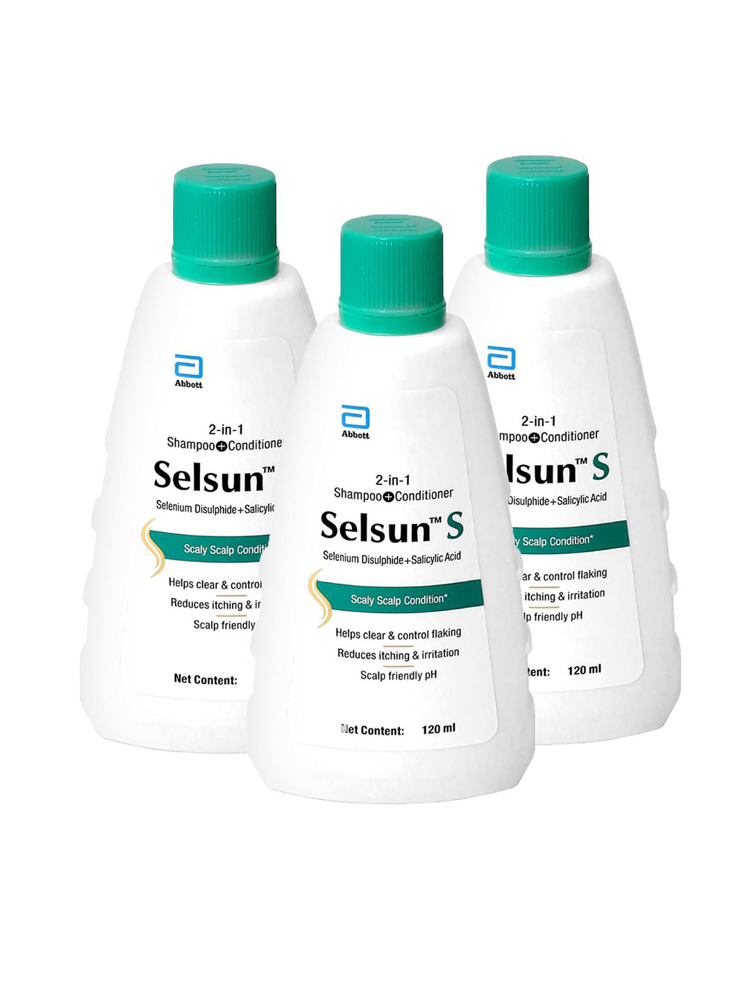 Selsun Set Of 3 2-in-1 Anti-Dandruff Shampoo + Conditioner - 120 ml Each