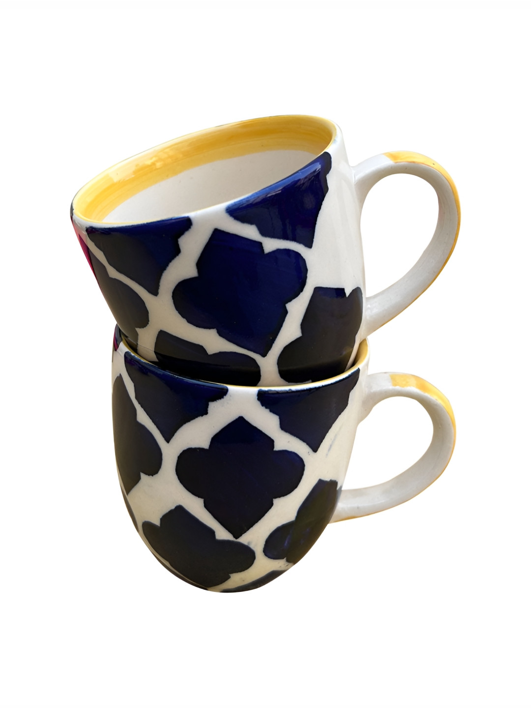 Divy Aarambh Stories Personalised Virgo Starry Blue Floral Ceramic Handmade 6 Piece Cups-280ml