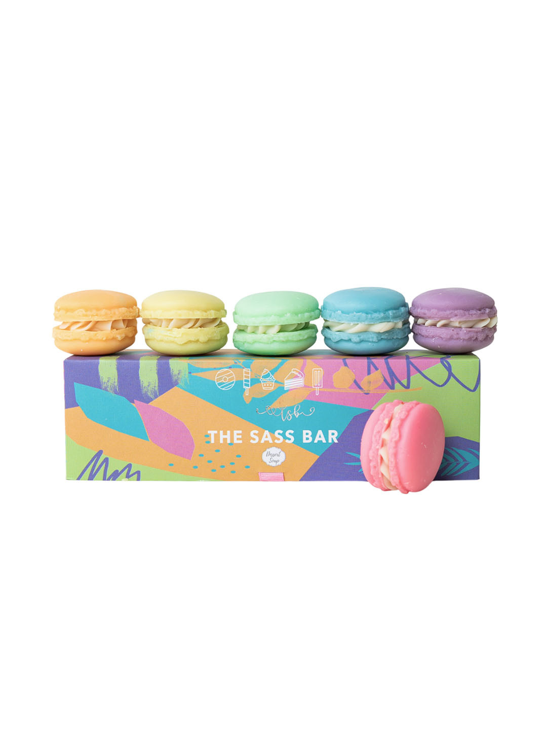 The Sass Bar Set Of 6 Macaron Dessert Softening Soap Box With Cocoa Butter - 50 g Each