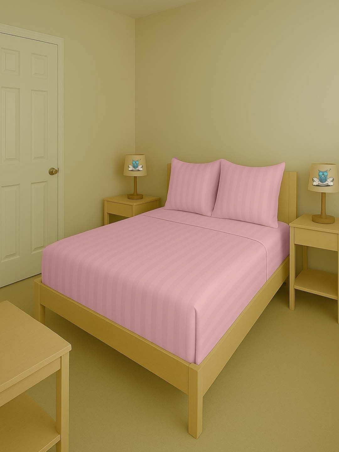 Sleeping Owls- because your sleep matters Pink 300 TC King Bedsheet Set 2.74 m x 2.74 m