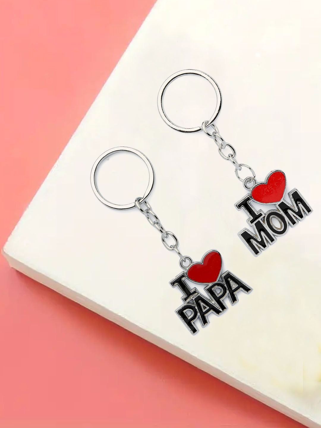 Shine N Sober Set Of 2 I Love Mom & I Love Papa Keychain